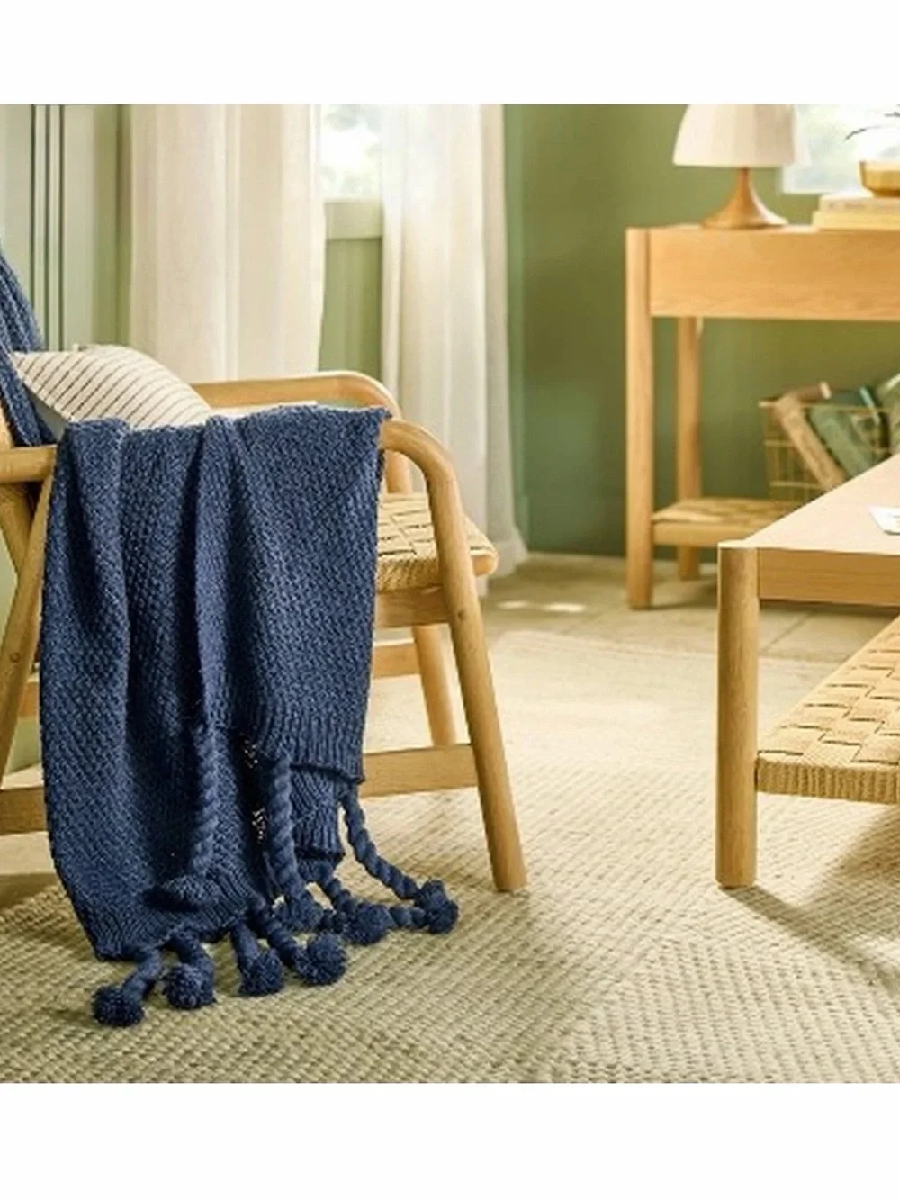 Hearth and Hand Magnolia Navy Blue Knit Throw Blanket